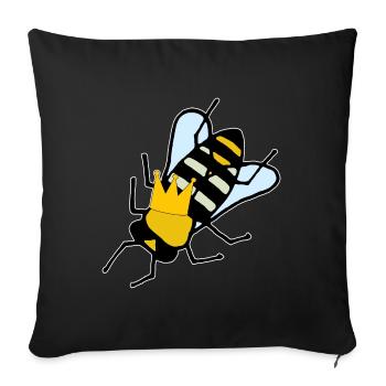 Queen bee with crown - Sofa pillowcase 17,3'' x 17,3'' (45 x 45 cm) - black - Front