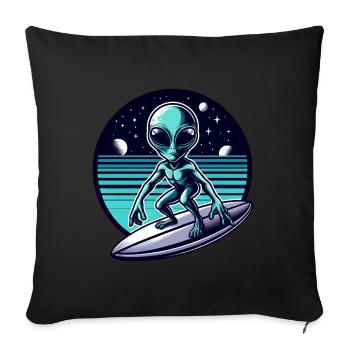 Un surfeur extraterrestre sur la vague d’ovnis - Housse de coussin décorative 45 x 45 cm - noir - Devant