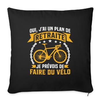 Je prévois de faire du vélo retraité cycliste - Housse de coussin décorative 45 x 45 cm - noir - Devant