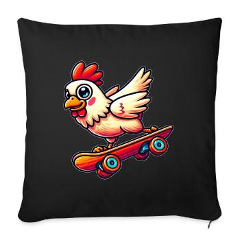 Chicken Hen Rooster Skateboard Skater Skateboarder - Sofa pillowcase 17,3'' x 17,3'' (45 x 45 cm) - black - Front