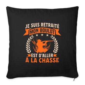 t-shirt retraite chasse - Housse de coussin décorative 45 x 45 cm - noir - Devant