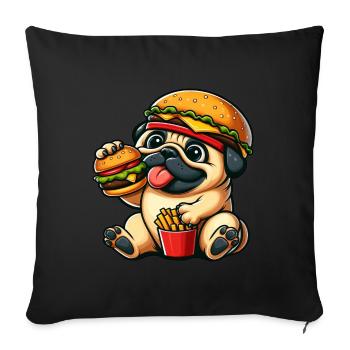 mignon carlin chien cheeseburger hamburger restauration rapide c - Housse de coussin décorative 45 x 45 cm - noir - Devant