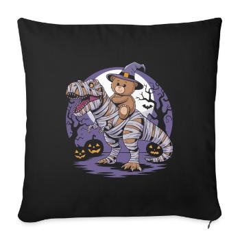 Teddy bear riding a dinosaur on Halloween - Sofa pillowcase 17,3'' x 17,3'' (45 x 45 cm) - black - Front