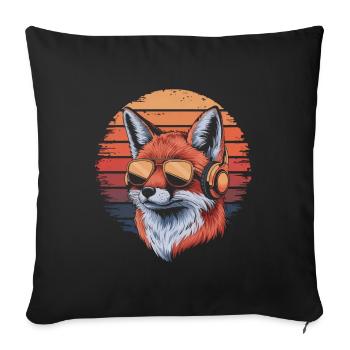 Fuchs mit Sonnenbrille und Kopfhörer vintage Musik - Sofakissenbezug 45 x 45 cm - Schwarz - Vorne
