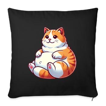 Chat tigré potelé Illustration relaxante - Housse de coussin décorative 45 x 45 cm - noir - Devant