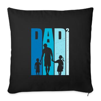 Cadeau Papa Fils et Fille - Housse de coussin décorative 45 x 45 cm - noir - Devant