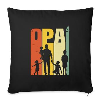 Opa hoch 4 vierfacher Opa werdender Opa Geschenk - Sofakissenbezug 45 x 45 cm - Schwarz - Vorne