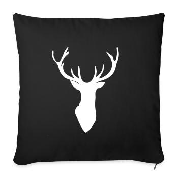 Silhouette de bois de cerf tête de cerf blanc - Housse de coussin décorative 45 x 45 cm - noir - Devant