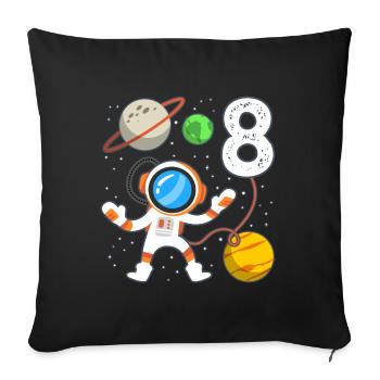 Little astronaut birthday 8 years old - Sofa pillowcase 17,3'' x 17,3'' (45 x 45 cm) - black - Front