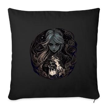 Gloomy Beautiful Witch / Wicca - Sofa pillowcase 17,3'' x 17,3'' (45 x 45 cm) - black - Front