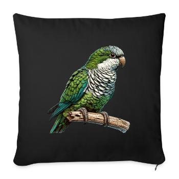 Quäker Papagei Mönch Sittich - Sofakissenbezug 45 x 45 cm - Schwarz - Vorne