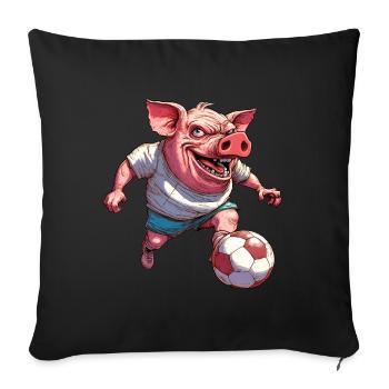 Schweine Fussball - Sofakissenbezug 45 x 45 cm - Schwarz - Vorne