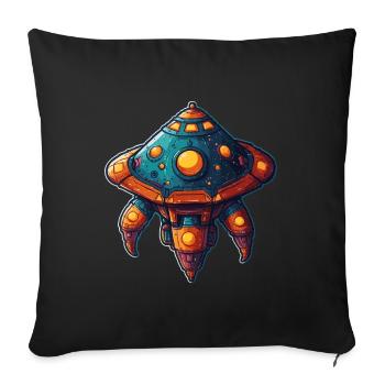 Imaginative Spaceship Flying Saucer - Sofa pillowcase 17,3'' x 17,3'' (45 x 45 cm) - black - Front