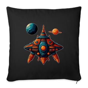 Imaginative Spaceship Flying Saucer - Sofa pillowcase 17,3'' x 17,3'' (45 x 45 cm) - black - Front
