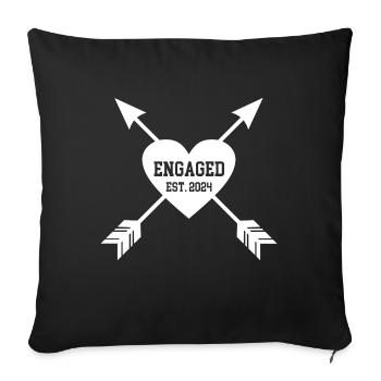 Engaged 2024 Hochzeit Verlobung Verlobte Verlobter - Sofakissenbezug 45 x 45 cm - Schwarz - Vorne