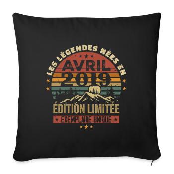 Les Légendes Sont Nées En Avril 2019 Cadeau 2019 - Housse de coussin décorative 45 x 45 cm - noir - Devant