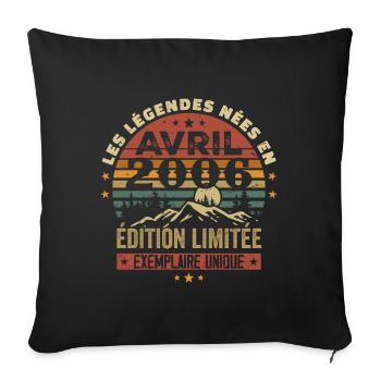 Les Légendes Sont Nées En Avril 2006 Cadeau 2006 - Housse de coussin décorative 45 x 45 cm - noir - Devant