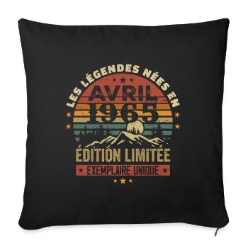 The legends were born in April 1965 gift 1965 - Sofa pillowcase 17,3'' x 17,3'' (45 x 45 cm) - black - Front