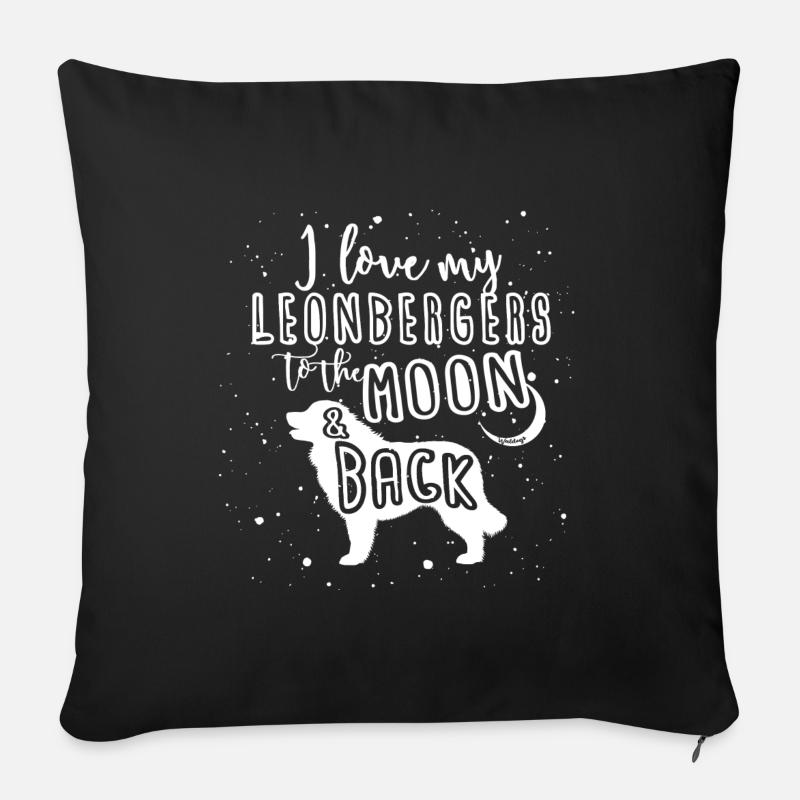 Leonbergers Moon - Housse de coussin décorative 45 x 45 cm - noir