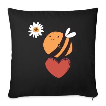 Abeilles et fleurs nature amour protection de l’environnement - Housse de coussin décorative 45 x 45 cm - noir - Devant