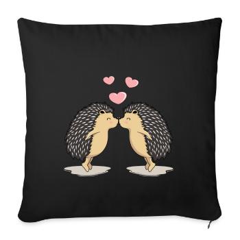 Doux baisers de hérissons - Housse de coussin décorative 45 x 45 cm - noir - Devant