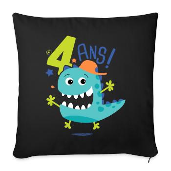 j'ai 4 ans Cadeau anniversaire 4 ans dinosaure - Housse de coussin décorative 45 x 45 cm - noir - Devant