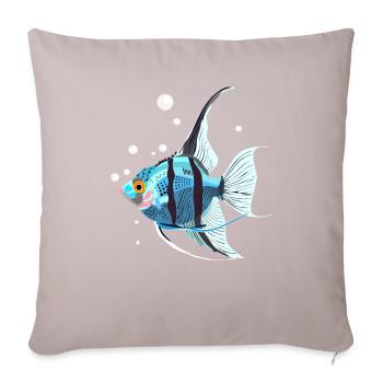Blaue Skalarfische - Sofakissenbezug 45 x 45 cm - helles Taupe - Vorne