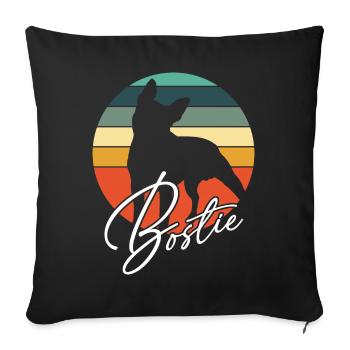 Bostie Boston Terrier Silhouette im Farbkreis - Sofakissenbezug 45 x 45 cm - Schwarz - Vorne