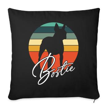 Bostie Boston Terrier Silhouette im Farbkreis - Sofakissenbezug 45 x 45 cm - Schwarz - Vorne