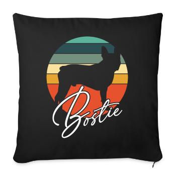 Bostie Boston Terrier Silhouette im Farbkreis - Sofakissenbezug 45 x 45 cm - Schwarz - Vorne