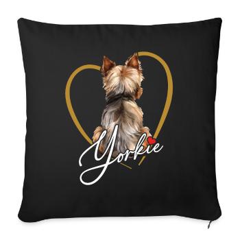Yorkshire Terrier Puppy Yorkie in Heart Frame - Sofa pillowcase 17,3'' x 17,3'' (45 x 45 cm) - black - Front