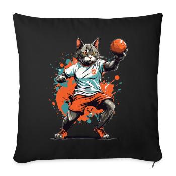 Handball Cat Ball Sports Streetwear Style - Sofa pillowcase 17,3'' x 17,3'' (45 x 45 cm) - black - Front