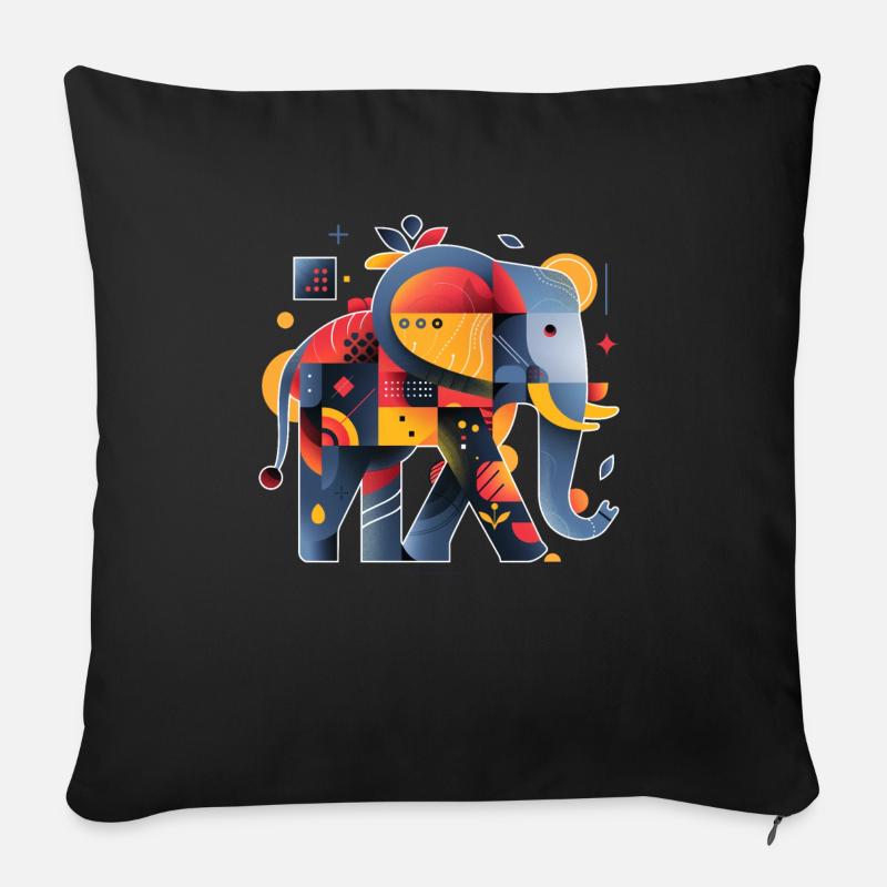 Éléphant | Œuvres d’art abstraites - Housse de coussin décorative 45 x 45 cm - noir