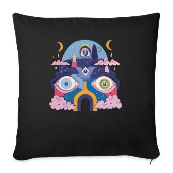 Robot psychédélique - Housse de coussin décorative 45 x 45 cm - noir - Devant