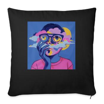 Visage psychédélique - Housse de coussin décorative 45 x 45 cm - noir - Devant