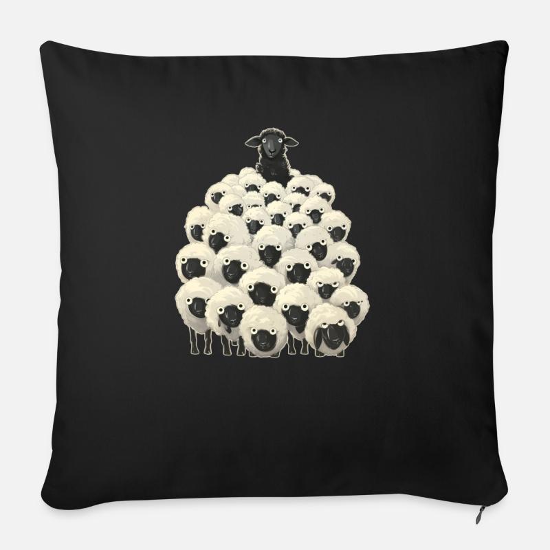 Mouton noir - Housse de coussin décorative 45 x 45 cm - noir