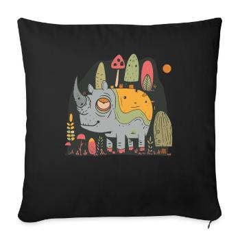 Tired rhinoceros - Sofa pillowcase 17,3'' x 17,3'' (45 x 45 cm) - black - Front