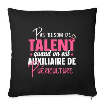 Auxiliaire de puériculture Puéricultrice Métier - Housse de coussin décorative 45 x 45 cm - noir - Devant