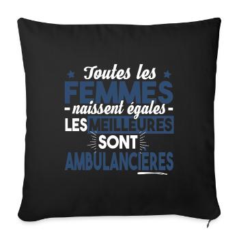 Ambulancière Ambulance Métier Urgence SAMU Cadeau - Housse de coussin décorative 45 x 45 cm - noir - Devant