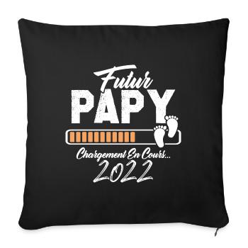 Futur Papy 2022 Annonce Grossesse - Housse de coussin décorative 45 x 45 cm - noir - Devant