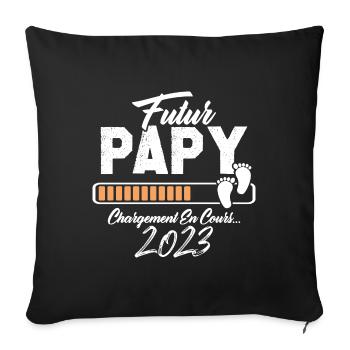 Futur Papy 2023 Annonce Grossesse - Housse de coussin décorative 45 x 45 cm - noir - Devant