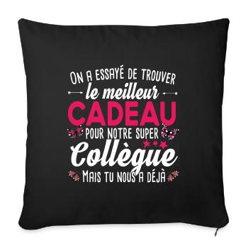 Collègue Retraite Femme T-shirt Mug Cadeau - Housse de coussin décorative 45 x 45 cm - noir - Devant