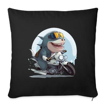 Roro the biker shark - Sofa pillowcase 17,3'' x 17,3'' (45 x 45 cm) - black - Front
