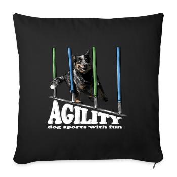AGILITY Bouvier Australien Chien Sport Wilsigns - Housse de coussin décorative 45 x 45 cm - noir - Devant