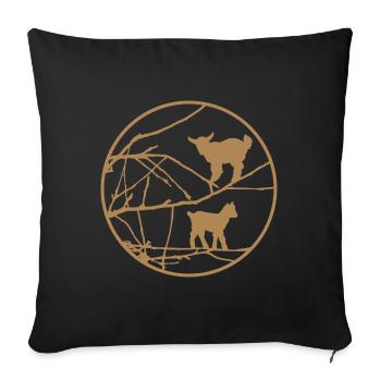 Des petits agneaux chèvres comme silhouettes dans l’arbre - Housse de coussin décorative 45 x 45 cm - noir - Devant
