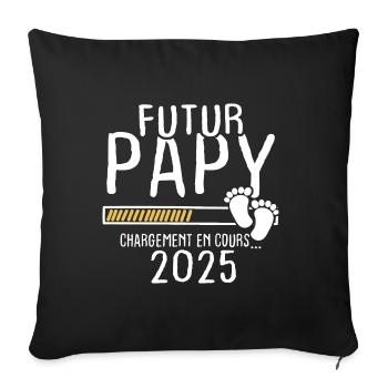 Futur Papy 2025 - Housse de coussin décorative 45 x 45 cm - noir - Devant