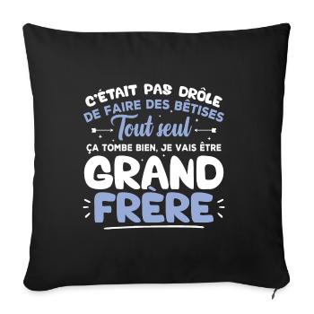 C'était pas drôle de faire des bêtises tout seul - Housse de coussin décorative 45 x 45 cm - noir - Devant