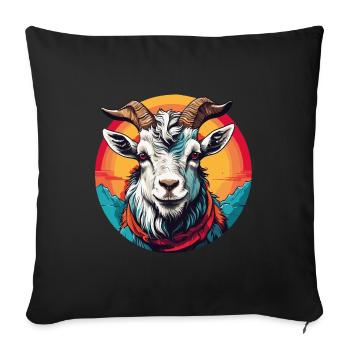 Goat portrait on colorful color wheel - Sofa pillowcase 17,3'' x 17,3'' (45 x 45 cm) - black - Front