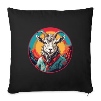Funny goat in colorful color wheel - Sofa pillowcase 17,3'' x 17,3'' (45 x 45 cm) - black - Front