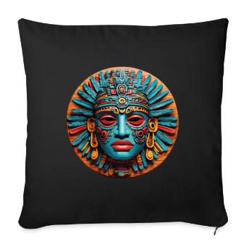 Inca Mask, Aztec Mask, Colorful Mystic Mask - Sofa pillowcase 17,3'' x 17,3'' (45 x 45 cm) - black - Front